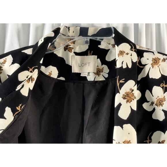 Ann Taylor Loft Floral Open Front Blazer, Black & Ivory, Sz: S, 78-26 - Picture 10 of 16